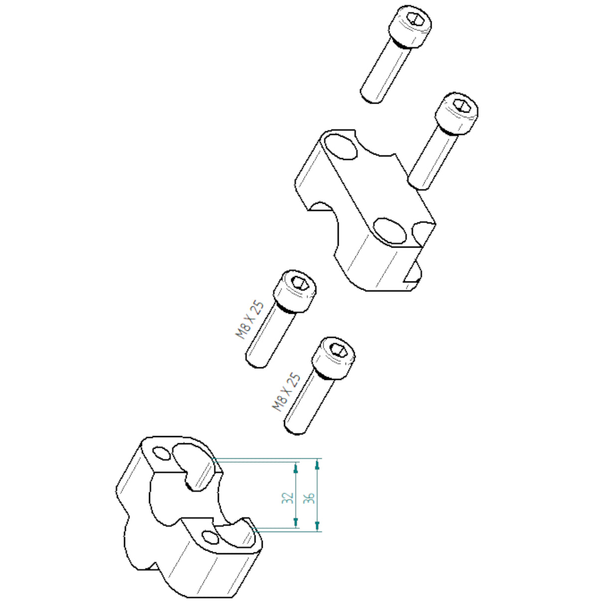 Coppia di Cavallotti +22 mm Per Manubri Con Diametro 22 mm