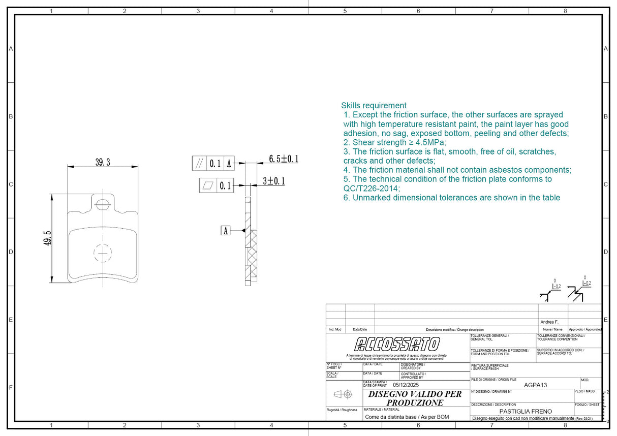 Pastiglie freno per Beringer marca Accossato codice AGPA13