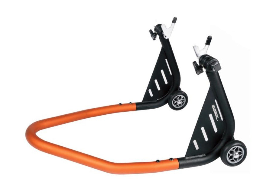 Cavalletto posteriore smontabile Accossato, ricavato in alluminio, fornito di staffa a L