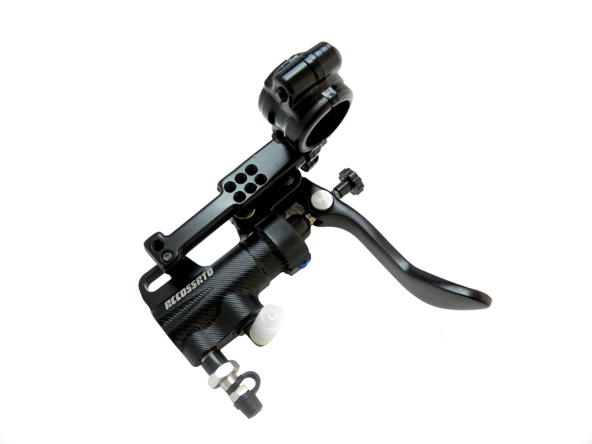 Pompa Freno A Pollice Accossato - Pistone diam. 10.5 mm - Con Leva Curva E Staffa Di Supporto Inclusa