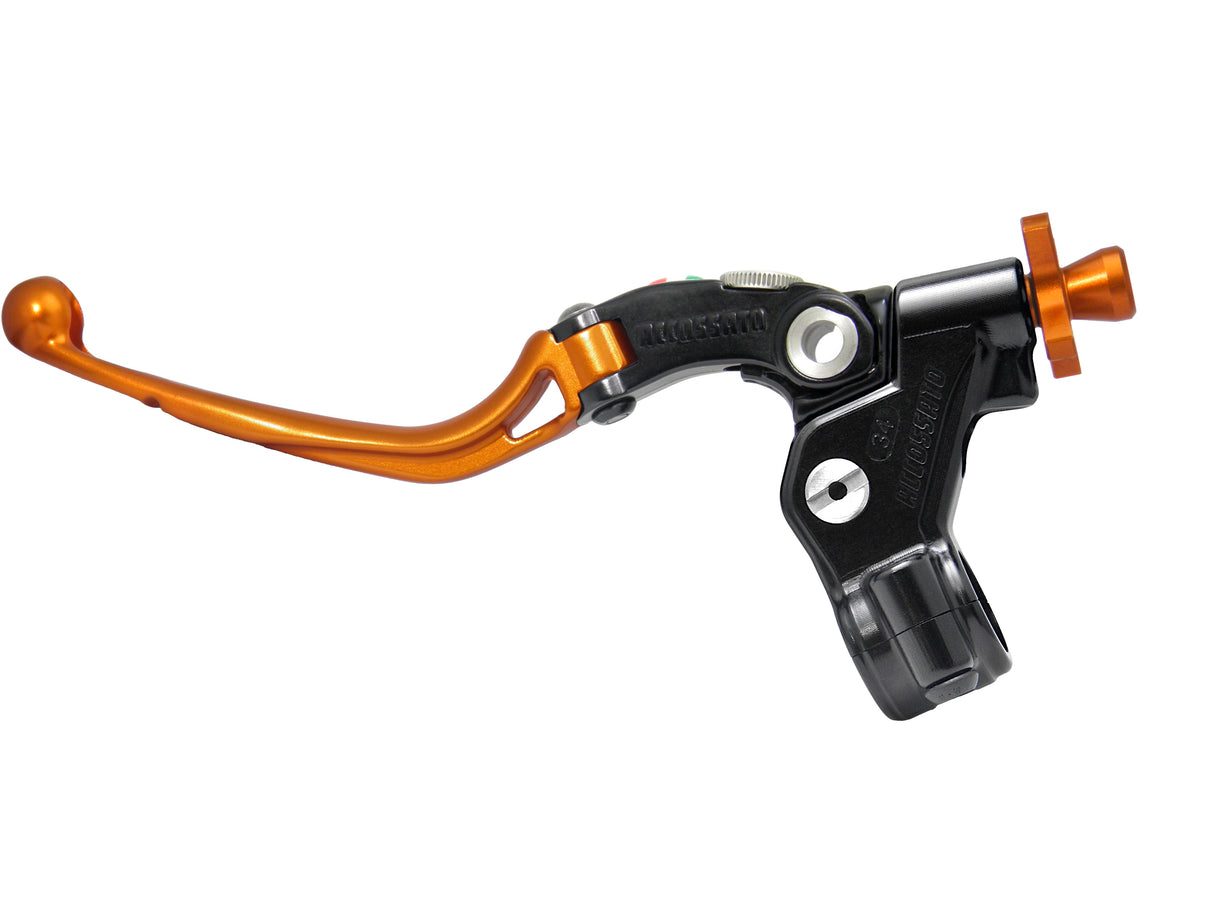 Comando Frizione A Cavo Racing Accossato Con Leva Snodata Colorata (Pomello+Leva+Regolatore), Con Predisposizione Attacco Micro