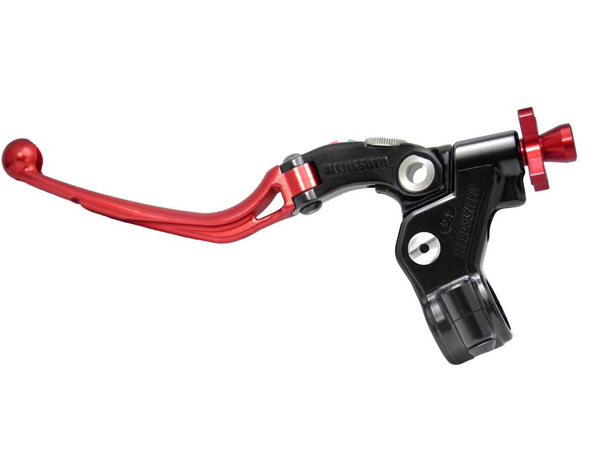 Comando Frizione A Cavo Racing Accossato Con Leva Snodata Colorata (Pomello+Leva+Regolatore), Con Predisposizione Attacco Micro