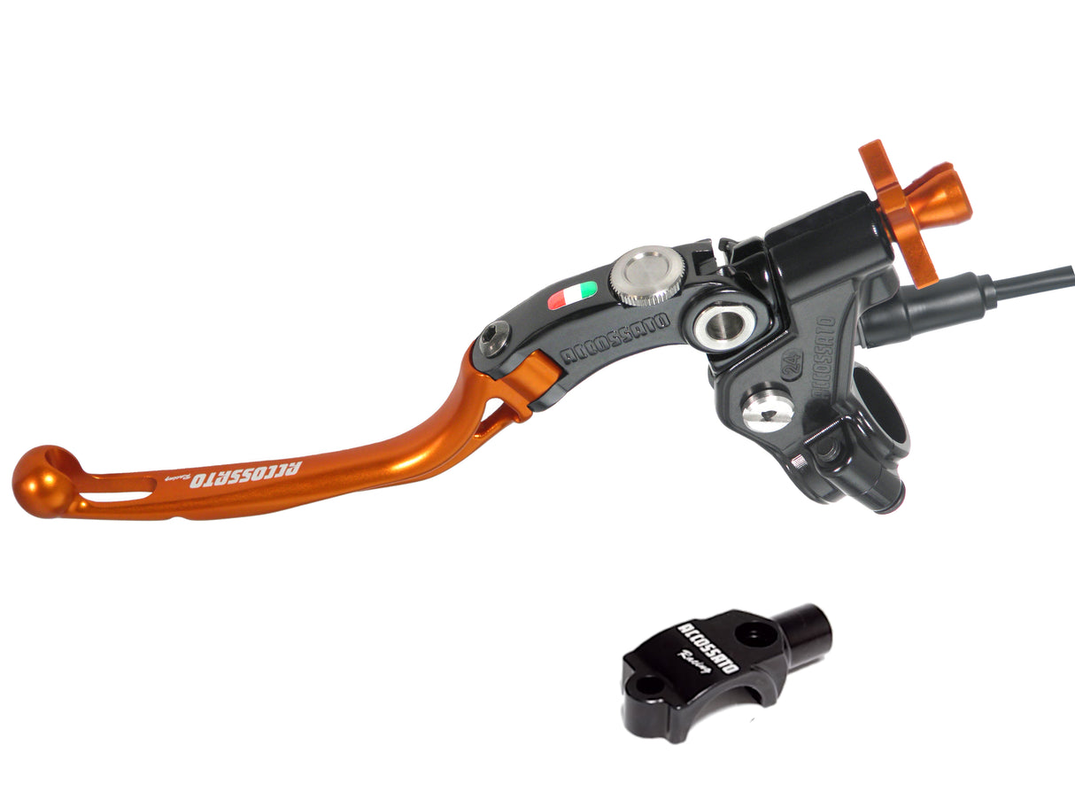 Comando Frizione A Cavo Racing Accossato Con Leva Snodata Colorata (Pomello+Leva+Regolatore), Con Micro E Supporto Specchietto Inclusi - Supporto specchio: M8