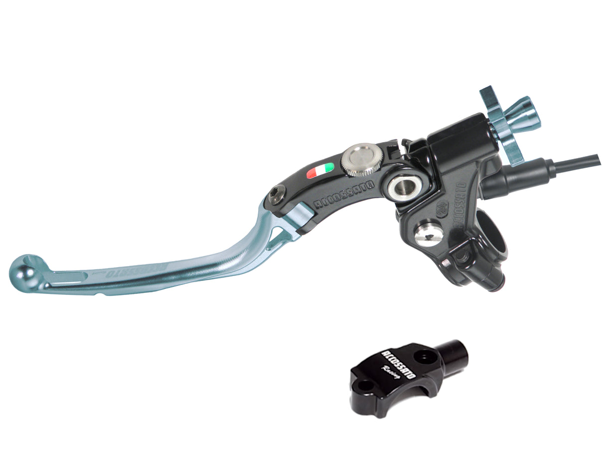 Comando Frizione A Cavo Racing Accossato Con Leva Snodata Colorata (Pomello+Leva+Regolatore), Con Micro E Supporto Specchietto Inclusi - Supporto specchio: M10