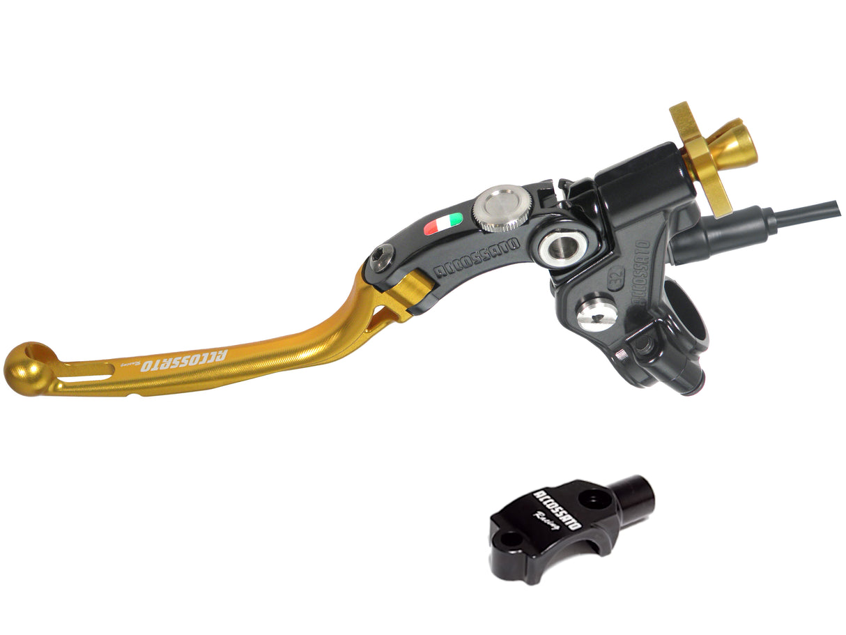 Comando Frizione A Cavo Racing Accossato Con Leva Snodata Colorata (Pomello+Leva+Regolatore), Con Micro E Supporto Specchietto Inclusi - Supporto specchio: M8