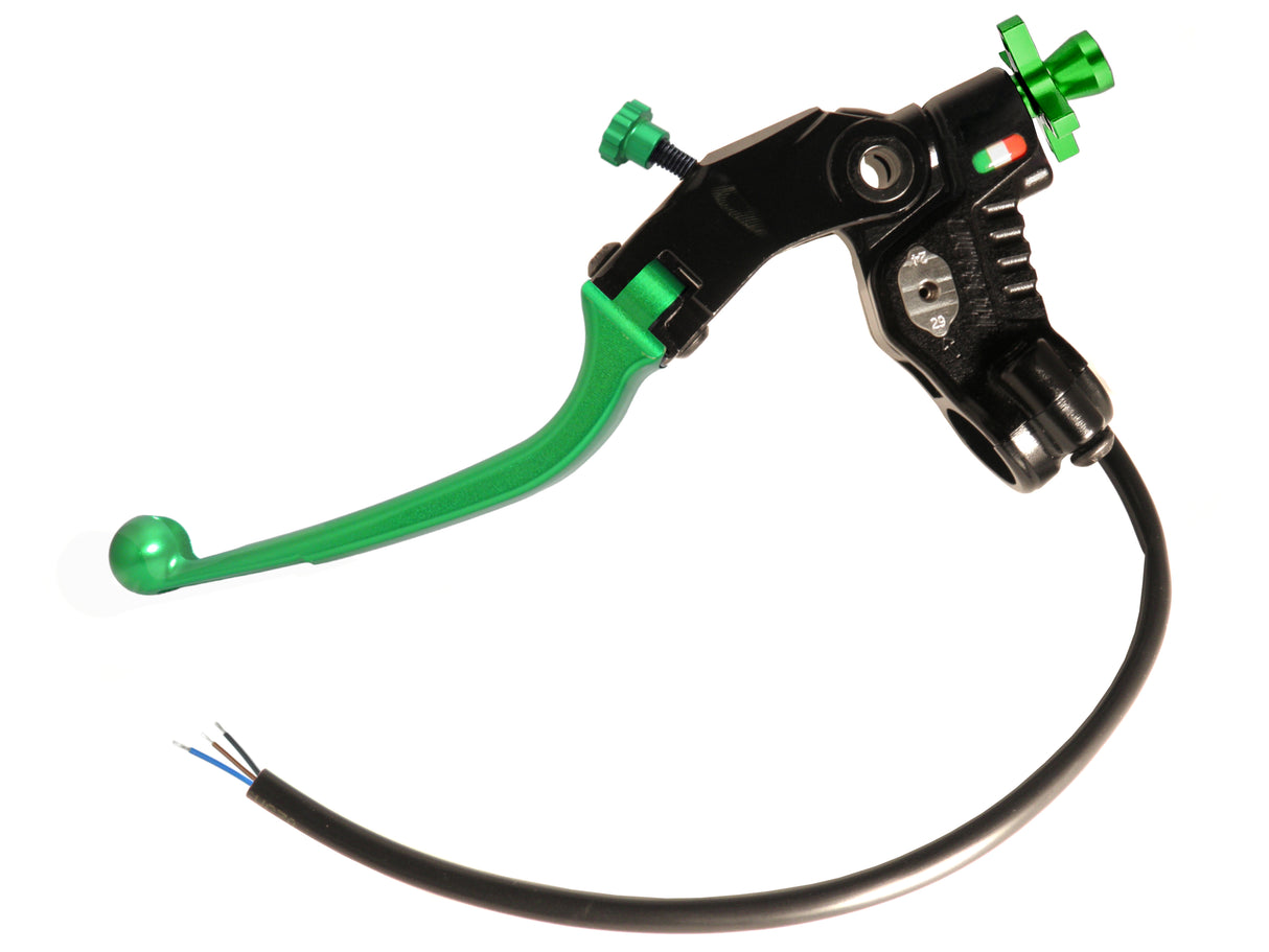 Comando Frizione A Cavo Racing Accossato Nuova Versione Con Interasse Regolabile (24mm-29mm), Leva Snodata Colorata (Pomello+Leva+Regolatore) e Micro Incluso