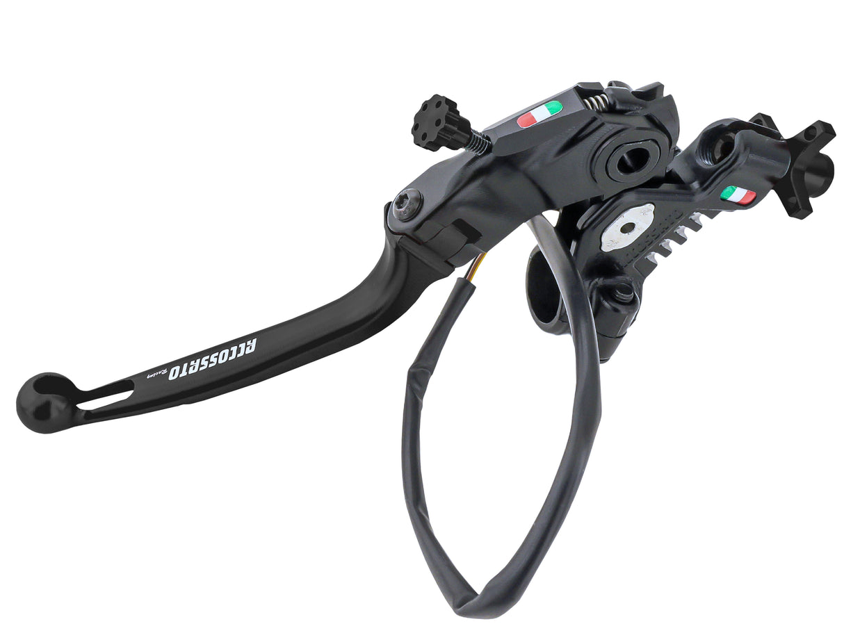 Comando Frizione A Cavo Racing Accossato Nuova Versione Con Interasse Regolabile (24mm-29mm), Leva Snodata Colorata (Pomello+Leva+Regolatore) e Micro Incluso