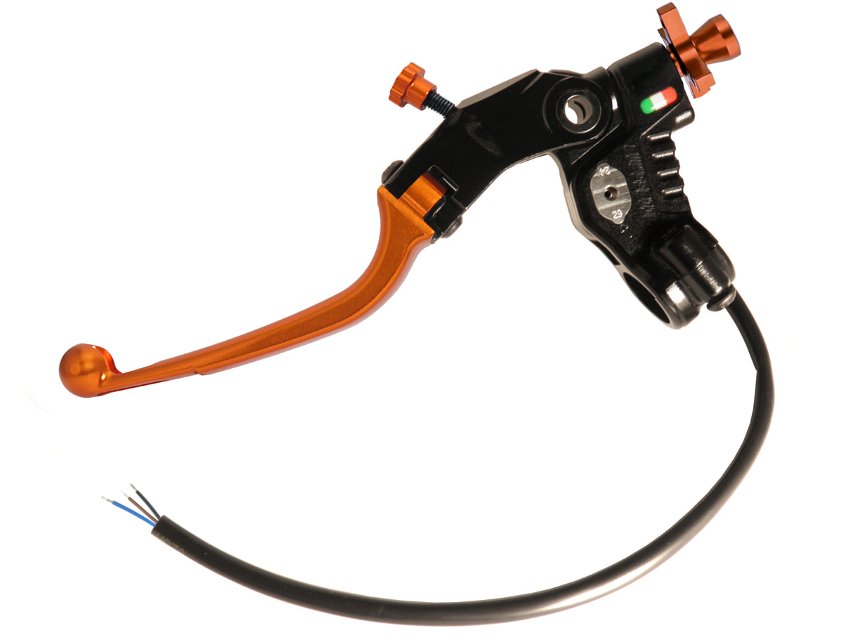 Comando Frizione A Cavo Racing Accossato Nuova Versione Con Interasse Regolabile (24mm-29mm), Leva Snodata Colorata (Pomello+Leva+Regolatore) e Micro Incluso