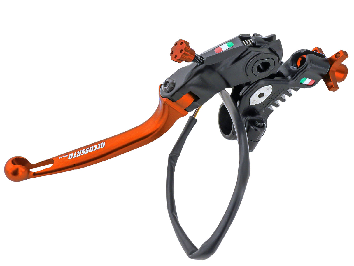 Comando Frizione A Cavo Racing Accossato Nuova Versione Con Interasse Regolabile (24mm-29mm), Leva Snodata Colorata (Pomello+Leva+Regolatore) e Micro Incluso