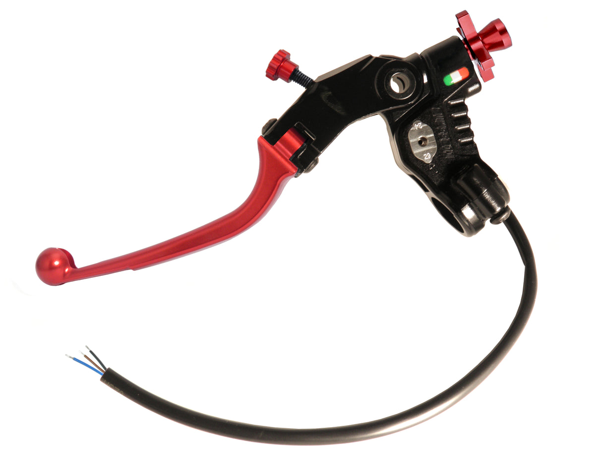 Comando Frizione A Cavo Racing Accossato Nuova Versione Con Interasse Regolabile (24mm-29mm), Leva Snodata Colorata (Pomello+Leva+Regolatore) e Micro Incluso