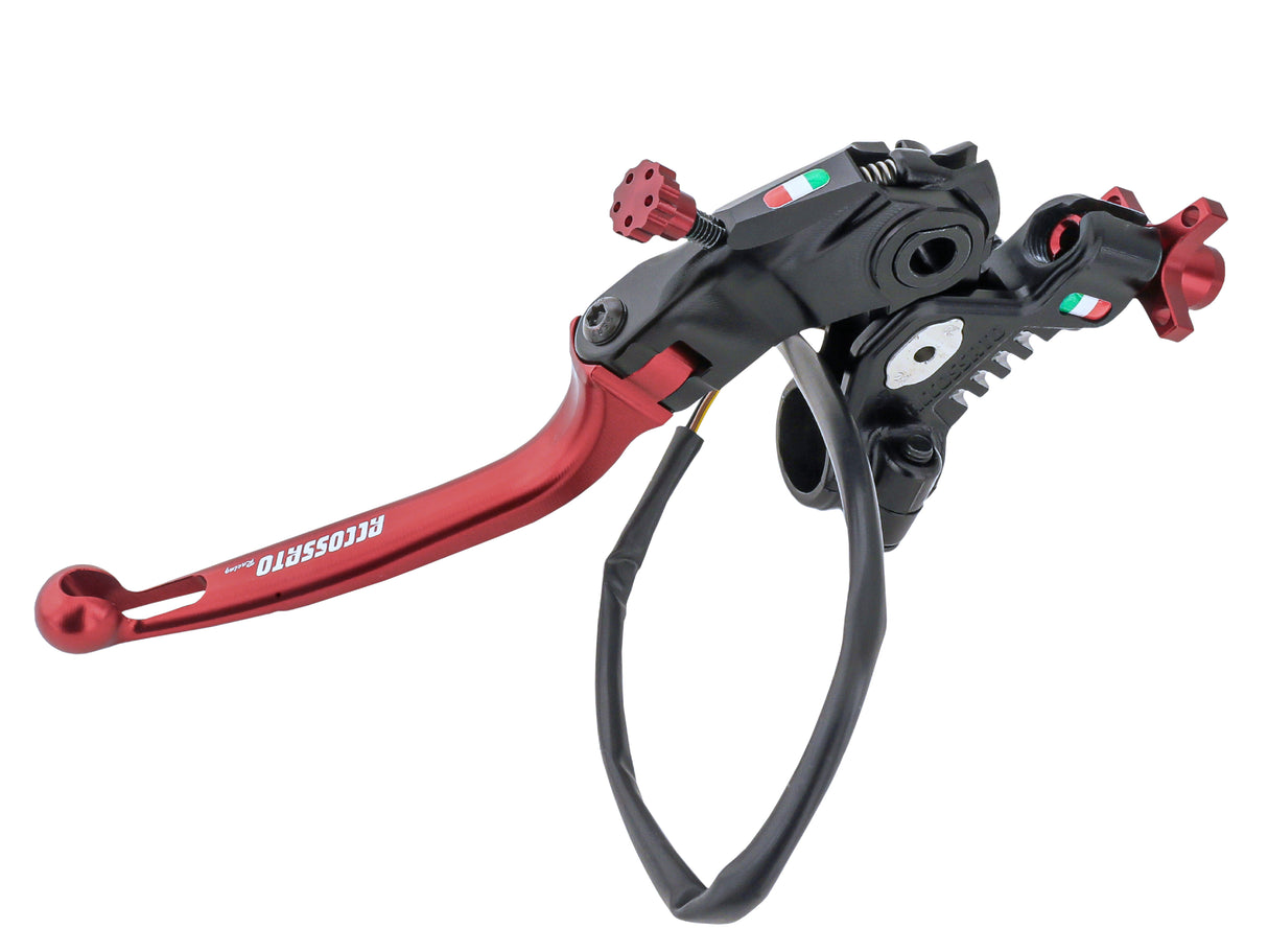 Comando Frizione A Cavo Racing Accossato Nuova Versione Con Interasse Regolabile (24mm-29mm), Leva Snodata Colorata (Pomello+Leva+Regolatore) e Micro Incluso