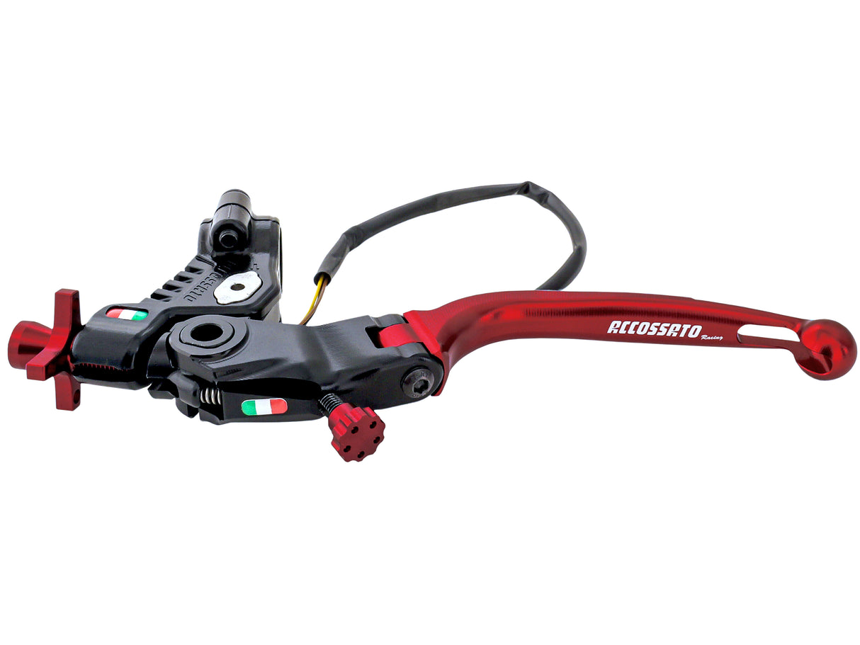 Comando Frizione A Cavo Racing Accossato Nuova Versione Con Interasse Regolabile (24mm-29mm), Leva Snodata Colorata (Pomello+Leva+Regolatore) e Micro Incluso
