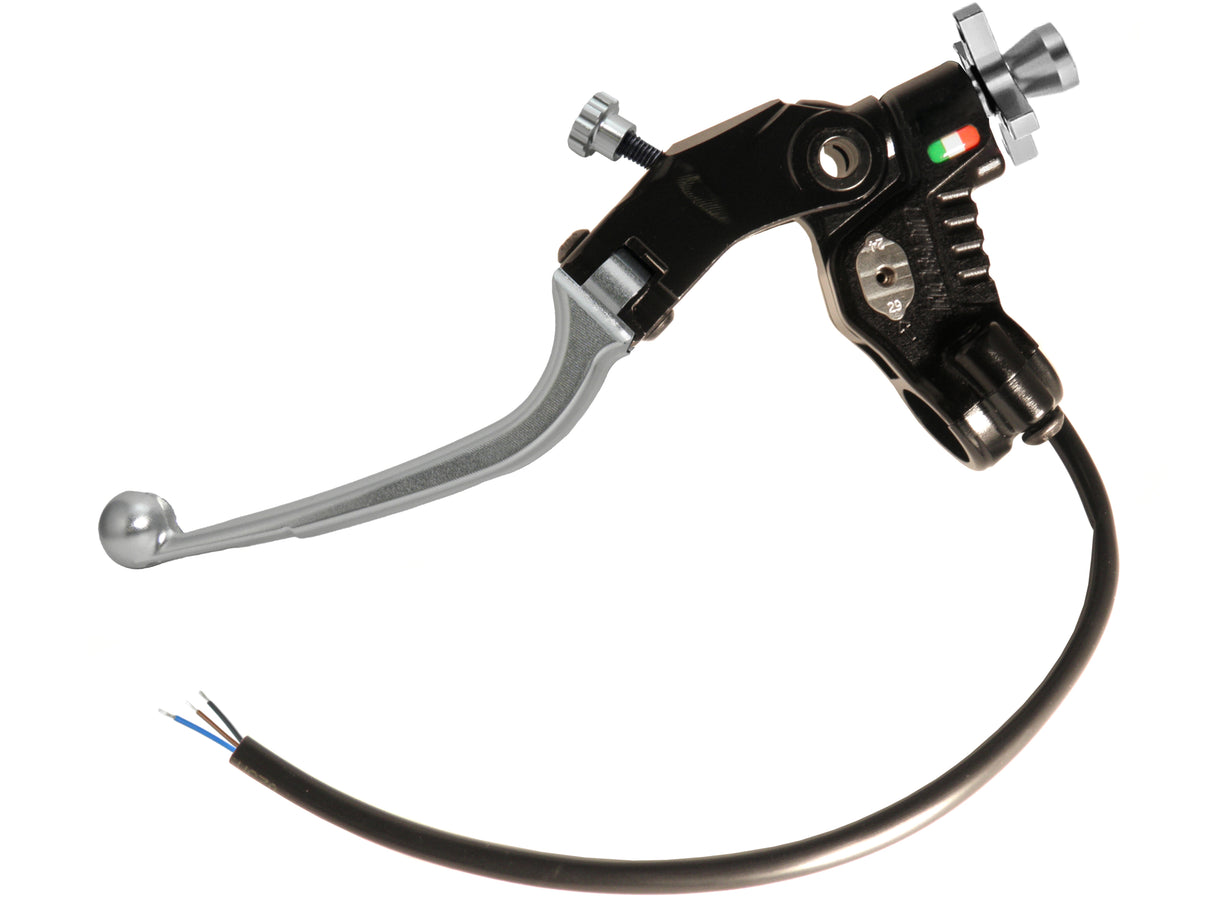 Comando Frizione A Cavo Racing Accossato Nuova Versione Con Interasse Regolabile (24mm-29mm), Leva Snodata Colorata (Pomello+Leva+Regolatore) e Micro Incluso