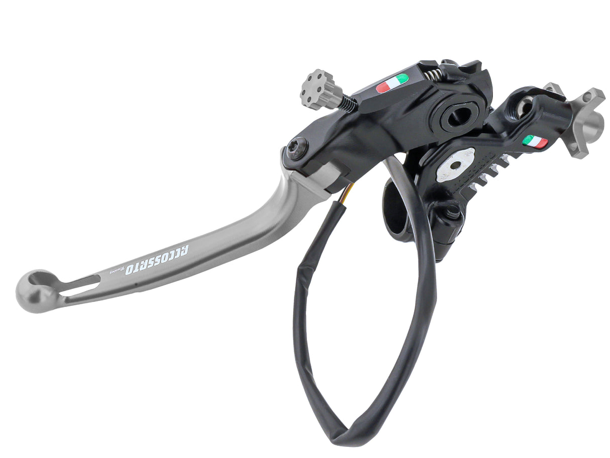 Comando Frizione A Cavo Racing Accossato Nuova Versione Con Interasse Regolabile (24mm-29mm), Leva Snodata Colorata (Pomello+Leva+Regolatore) e Micro Incluso