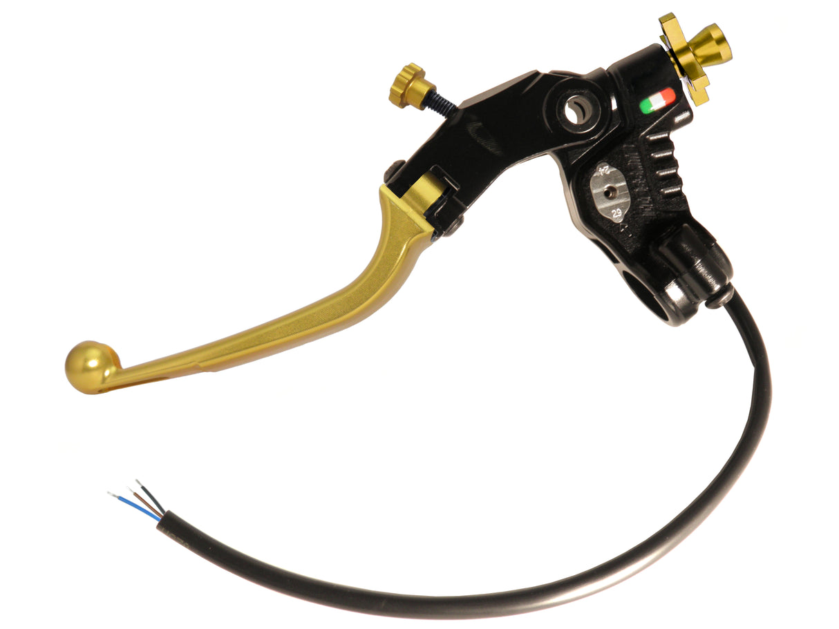 Comando Frizione A Cavo Racing Accossato Nuova Versione Con Interasse Regolabile (24mm-29mm), Leva Snodata Colorata (Pomello+Leva+Regolatore) e Micro Incluso