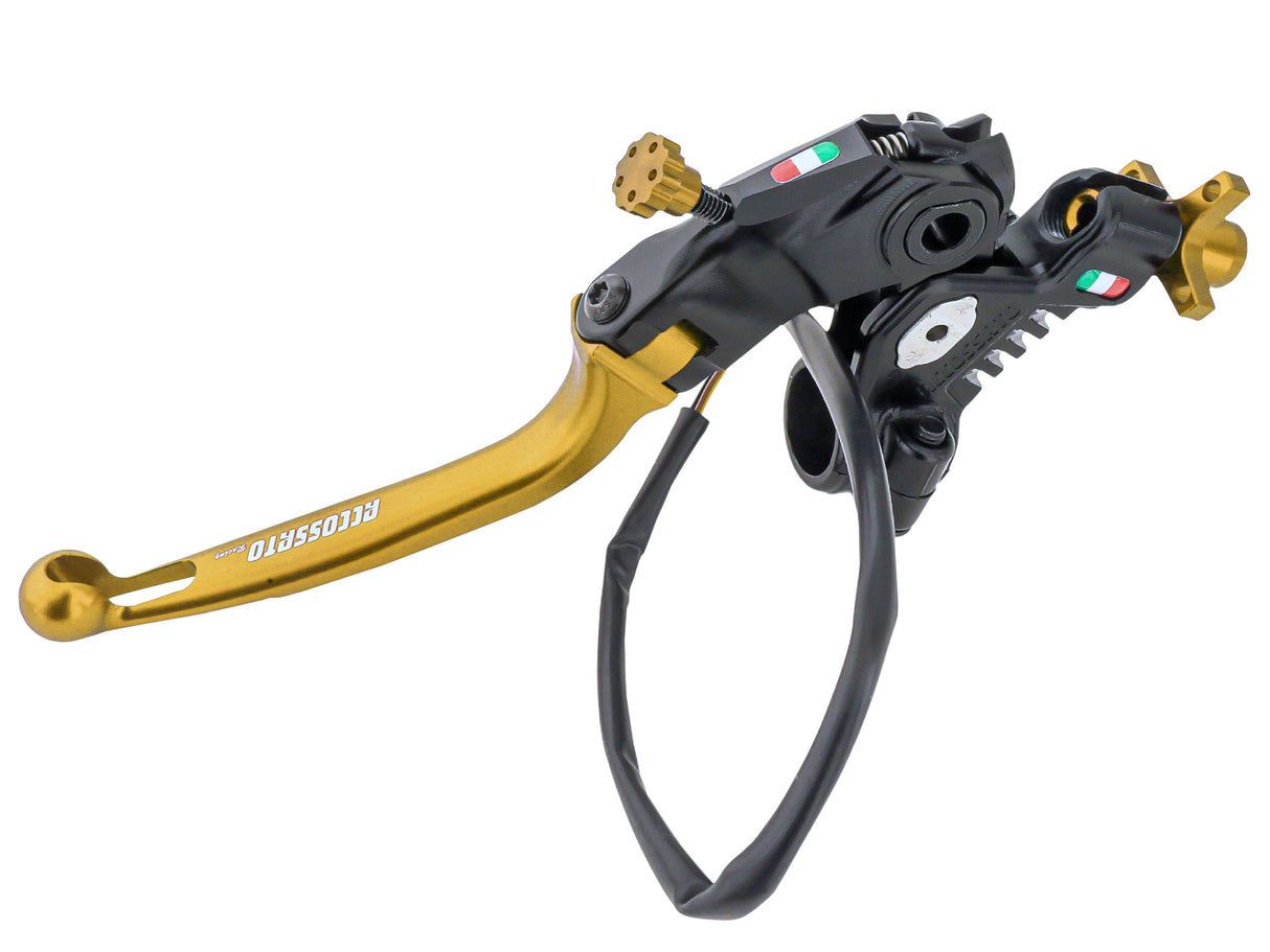 Comando Frizione A Cavo Racing Accossato Nuova Versione Con Interasse Regolabile (24mm-29mm), Leva Snodata Colorata (Pomello+Leva+Regolatore) e Micro Incluso