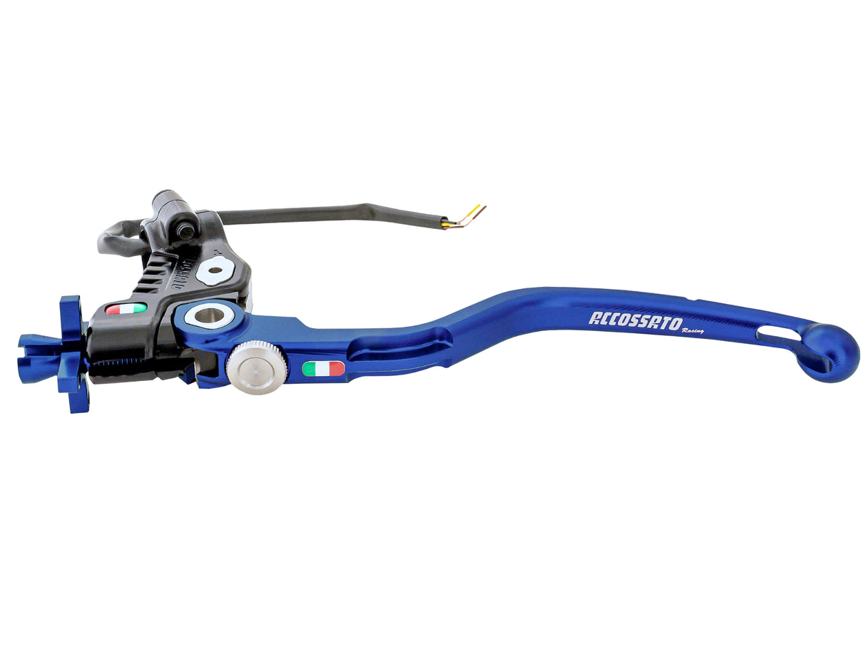 Comando Frizione A Cavo Racing Accossato Nuova Versione Con Interasse Regolabile (24mm-29mm), Leva Fissa Colorata (Pomello+Leva+Regolatore) e Micro Incluso