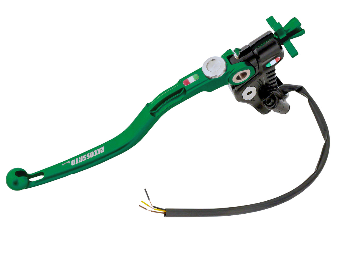 Comando Frizione A Cavo Racing Accossato Nuova Versione Con Interasse Regolabile (24mm-29mm), Leva Fissa Colorata (Pomello+Leva+Regolatore) e Micro Incluso