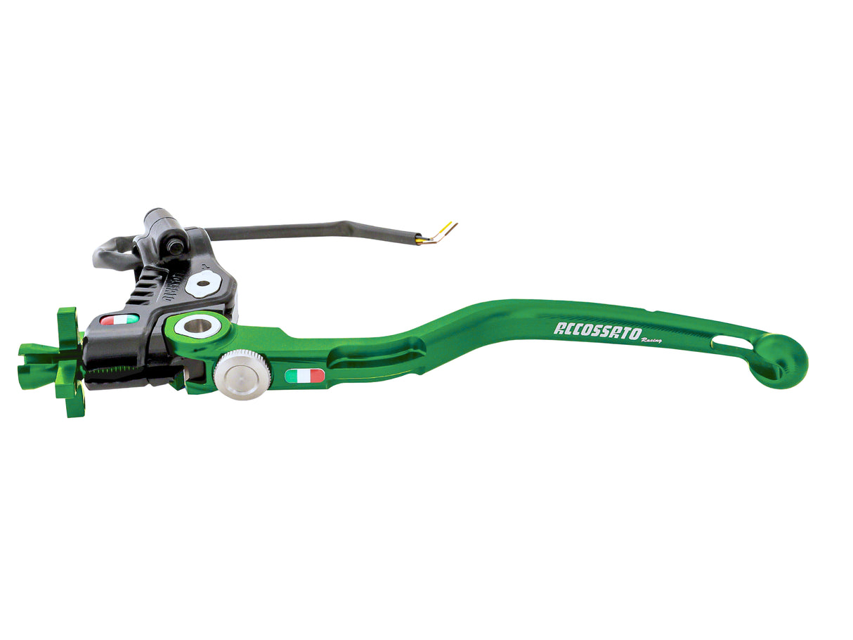 Comando Frizione A Cavo Racing Accossato Nuova Versione Con Interasse Regolabile (24mm-29mm), Leva Fissa Colorata (Pomello+Leva+Regolatore) e Micro Incluso