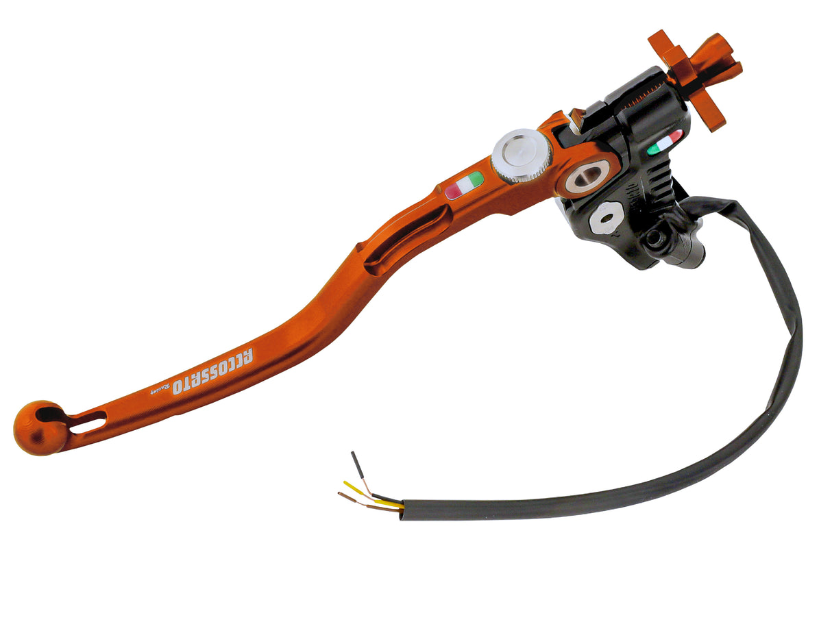 Comando Frizione A Cavo Racing Accossato Nuova Versione Con Interasse Regolabile (24mm-29mm), Leva Fissa Colorata (Pomello+Leva+Regolatore) e Micro Incluso