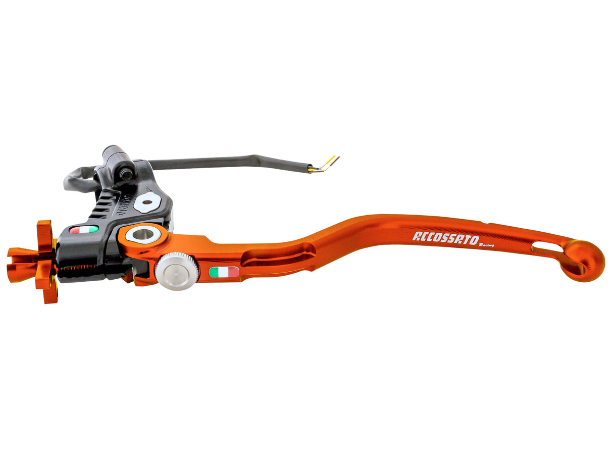Comando Frizione A Cavo Racing Accossato Nuova Versione Con Interasse Regolabile (24mm-29mm), Leva Fissa Colorata (Pomello+Leva+Regolatore) e Micro Incluso