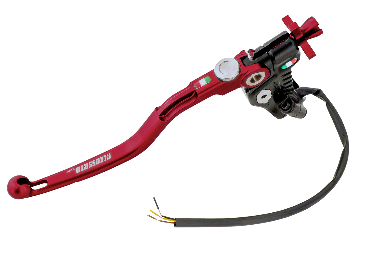 Comando Frizione A Cavo Racing Accossato Nuova Versione Con Interasse Regolabile (24mm-29mm), Leva Fissa Colorata (Pomello+Leva+Regolatore) e Micro Incluso