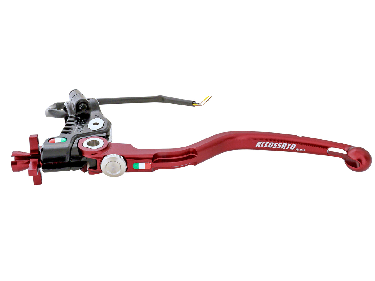 Comando Frizione A Cavo Racing Accossato Nuova Versione Con Interasse Regolabile (24mm-29mm), Leva Fissa Colorata (Pomello+Leva+Regolatore) e Micro Incluso