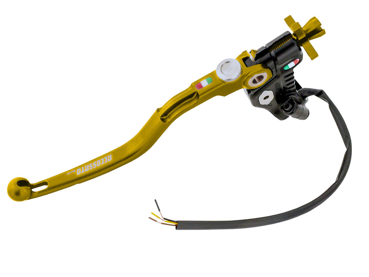 Comando Frizione A Cavo Racing Accossato Nuova Versione Con Interasse Regolabile (24mm-29mm), Leva Fissa Colorata (Pomello+Leva+Regolatore) e Micro Incluso