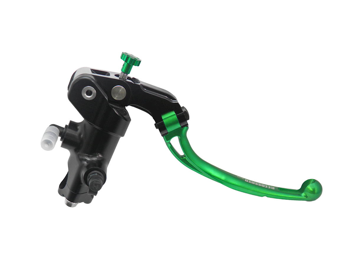 Pompa Freno Radiale Accossato 19x18 Con Corpo Pompa Anodizzato Nero E Leva Snodata Colorata (Pomello+Leva)
