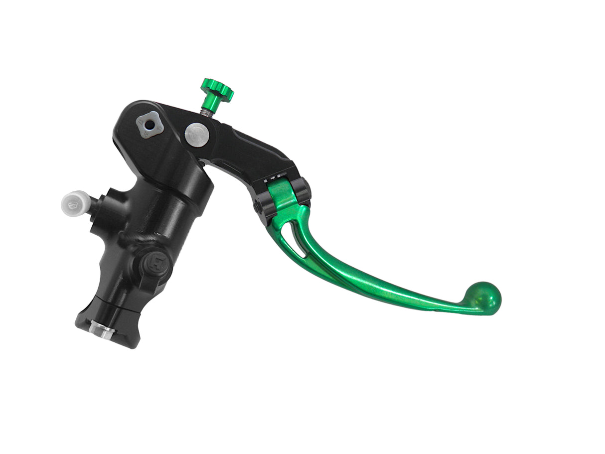Pompa Freno Radiale Accossato PRS 19x17-18-19 Con Corpo Pompa Anodizzato Nero E Leva Snodata Colorata (Pomello+Leva)