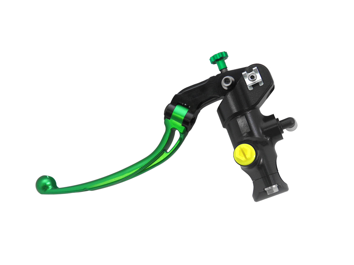 Pompa Freno Radiale Accossato PRS 19x17-18-19 Con Corpo Pompa Anodizzato Nero E Leva Snodata Colorata (Pomello+Leva)