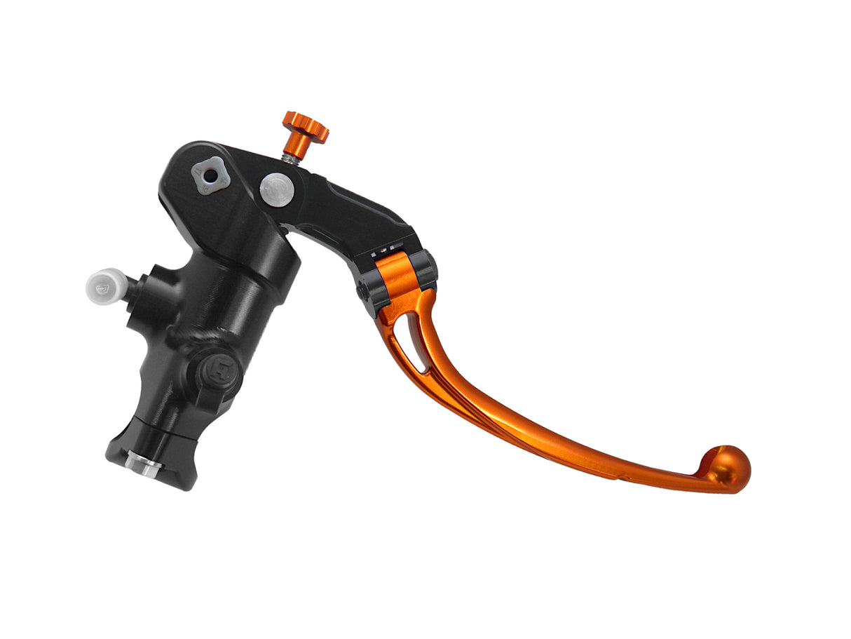 Pompa Freno Radiale Accossato PRS 19x17-18-19 Con Corpo Pompa Anodizzato Nero E Leva Snodata Colorata (Pomello+Leva)