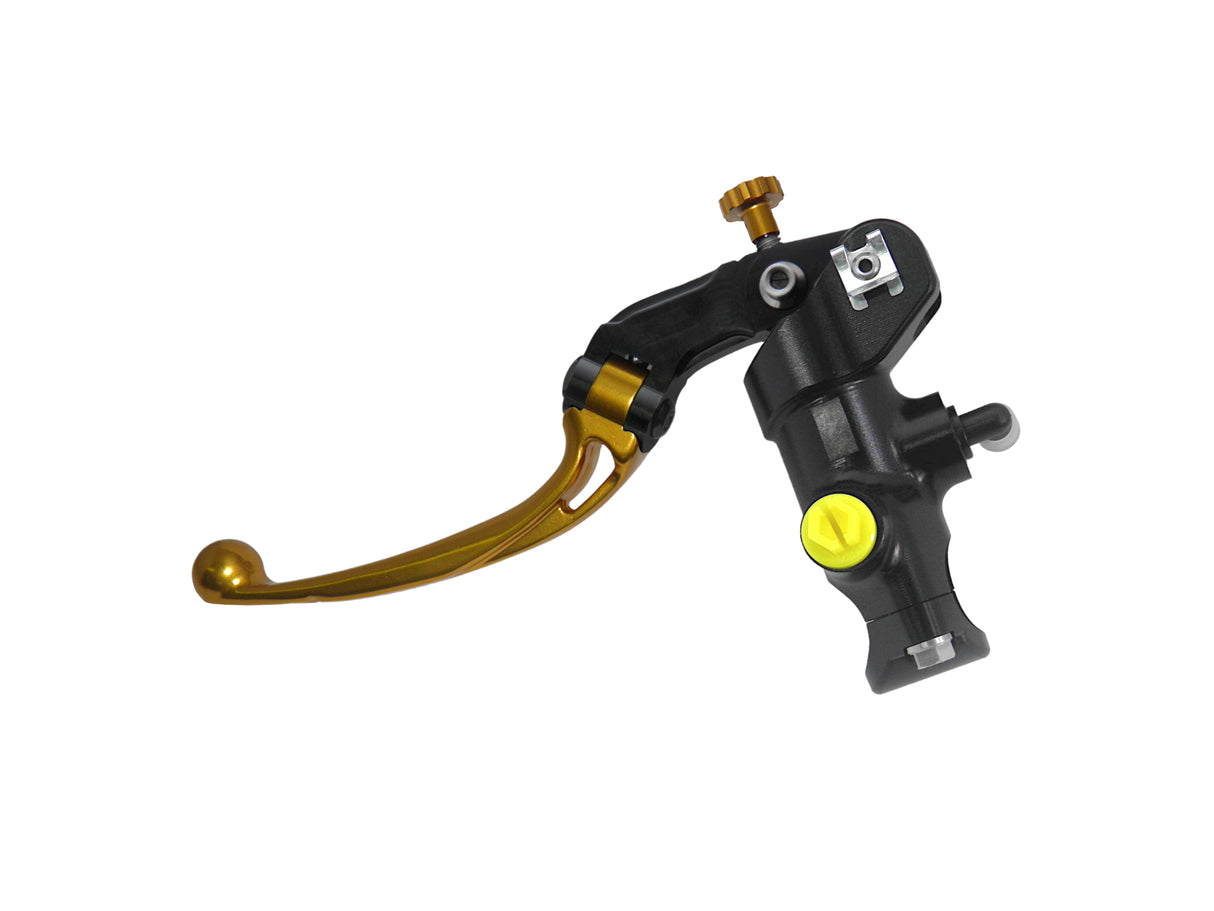 Pompa Freno Radiale Accossato PRS 19x17-18-19 Con Corpo Pompa Anodizzato Nero E Leva Snodata Colorata (Pomello+Leva)