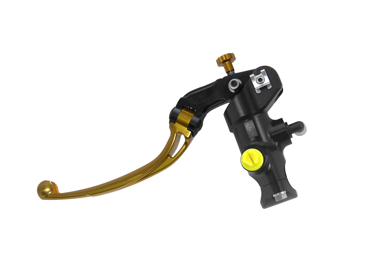 Pompa Freno Radiale Accossato PRS 19x17-18-19 Con Corpo Pompa Anodizzato Nero E Leva Snodata Colorata (Pomello+Leva)