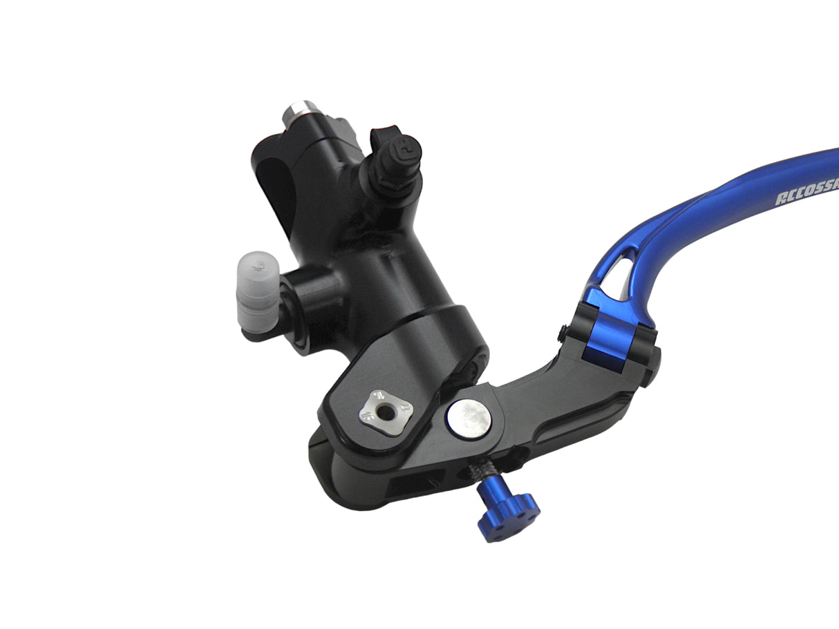 Pompa Frizione Radiale Accossato PRS 16x15-16-17 Con Corpo Pompa Anodizzato Nero E Leva Snodata Colorata (Pomello+Leva)