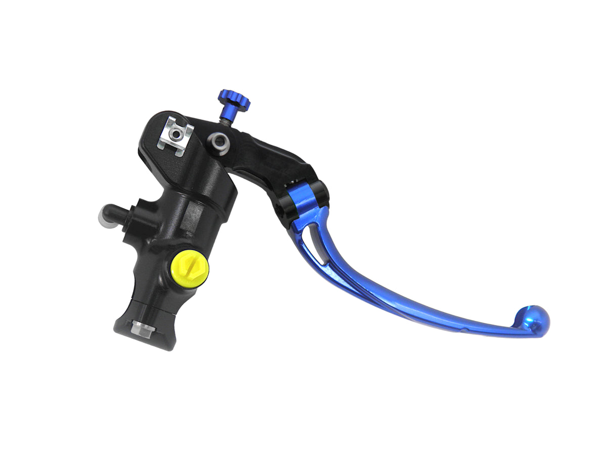 Pompa Frizione Radiale Accossato PRS 16x15-16-17 Con Corpo Pompa Anodizzato Nero E Leva Snodata Colorata (Pomello+Leva)