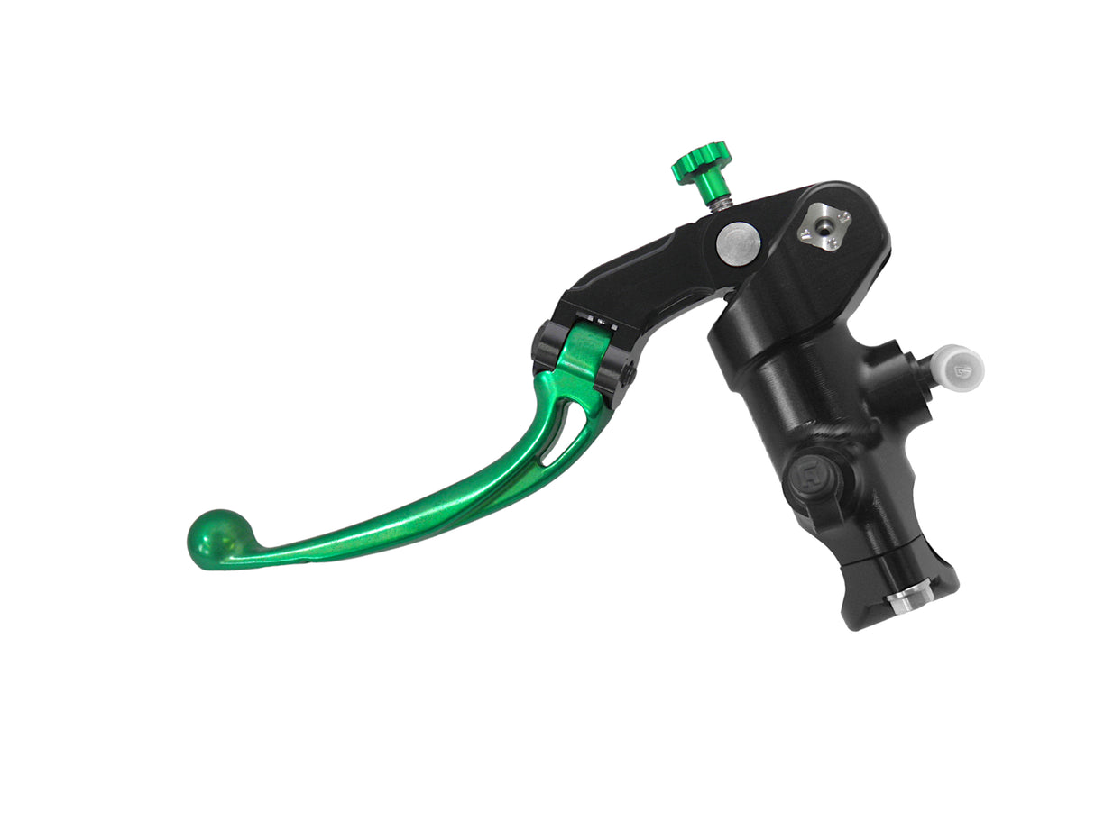 Pompa Frizione Radiale Accossato PRS 16x15-16-17 Con Corpo Pompa Anodizzato Nero E Leva Snodata Colorata (Pomello+Leva)