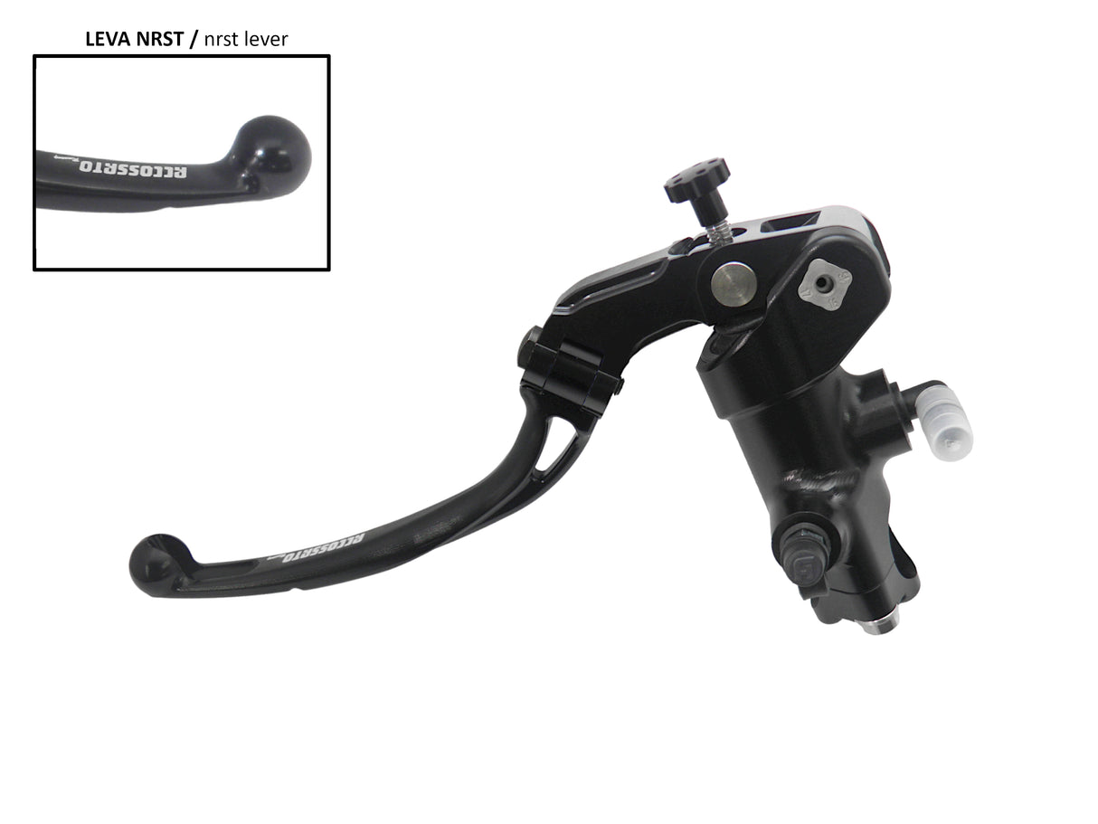 Pompa Frizione Radiale Accossato PRS 16x15-16-17 Con Corpo Pompa Anodizzato Nero E Leva Snodata Colorata (Pomello+Leva)