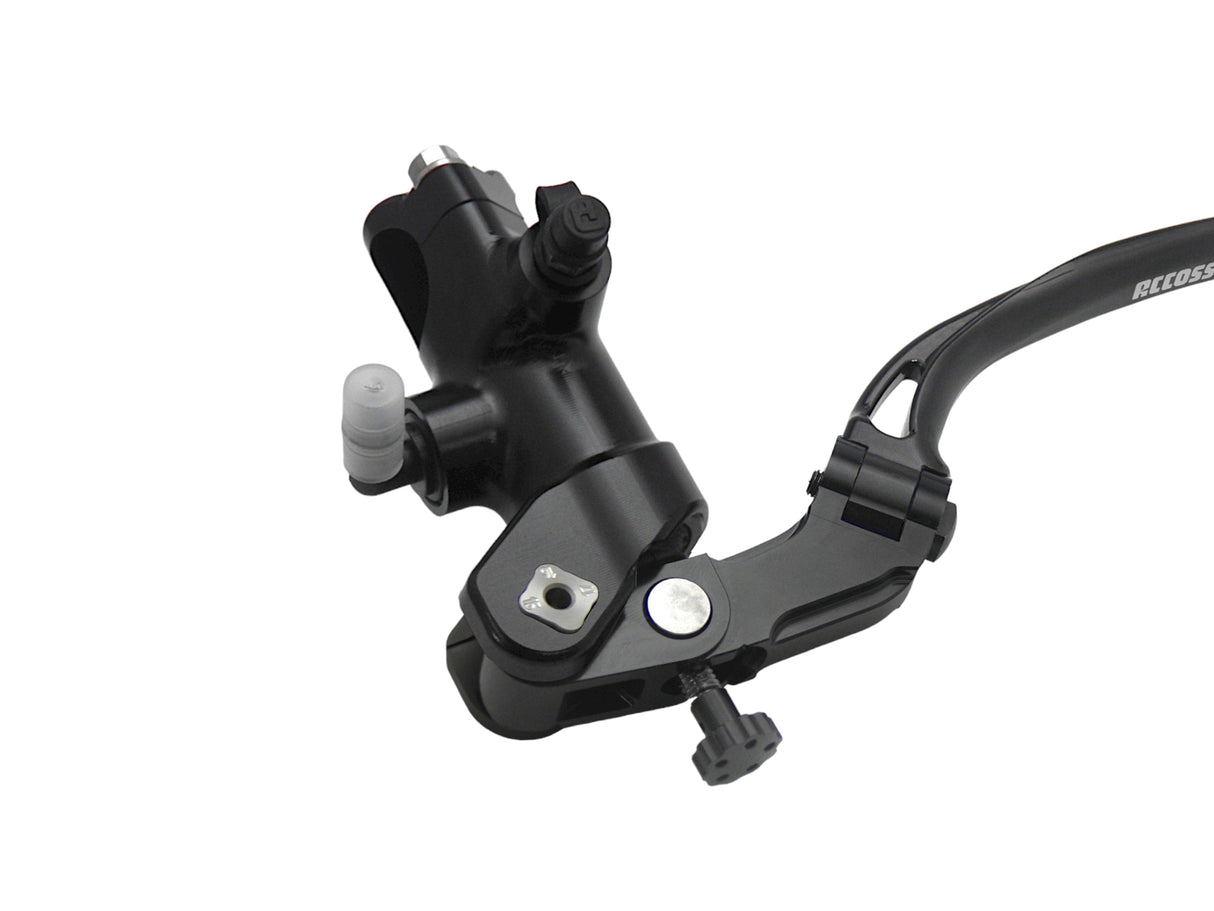 Pompa Frizione Radiale Accossato PRS 16x15-16-17 Con Corpo Pompa Anodizzato Nero E Leva Snodata Colorata (Pomello+Leva)