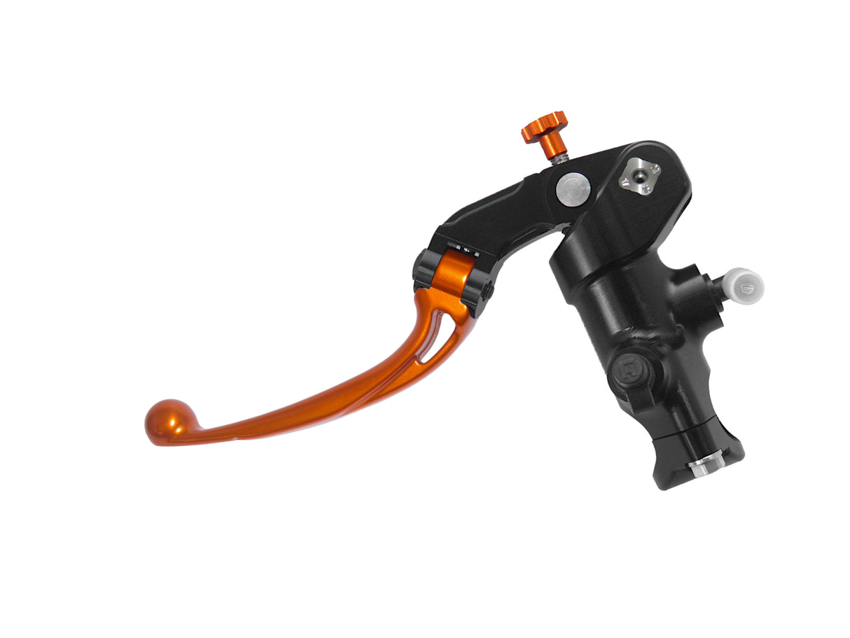 Pompa Frizione Radiale Accossato PRS 16x15-16-17 Con Corpo Pompa Anodizzato Nero E Leva Snodata Colorata (Pomello+Leva)