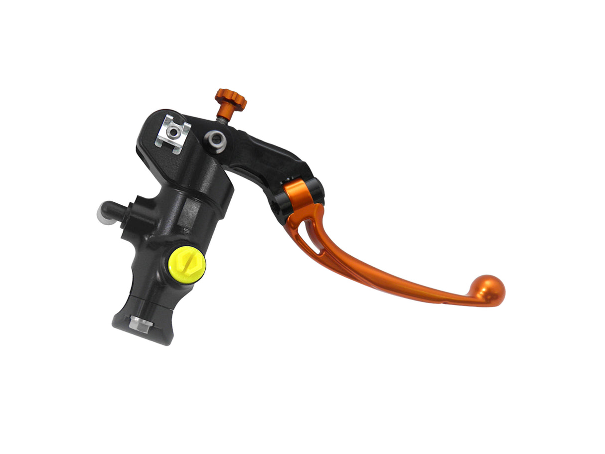 Pompa Frizione Radiale Accossato PRS 16x15-16-17 Con Corpo Pompa Anodizzato Nero E Leva Snodata Colorata (Pomello+Leva)