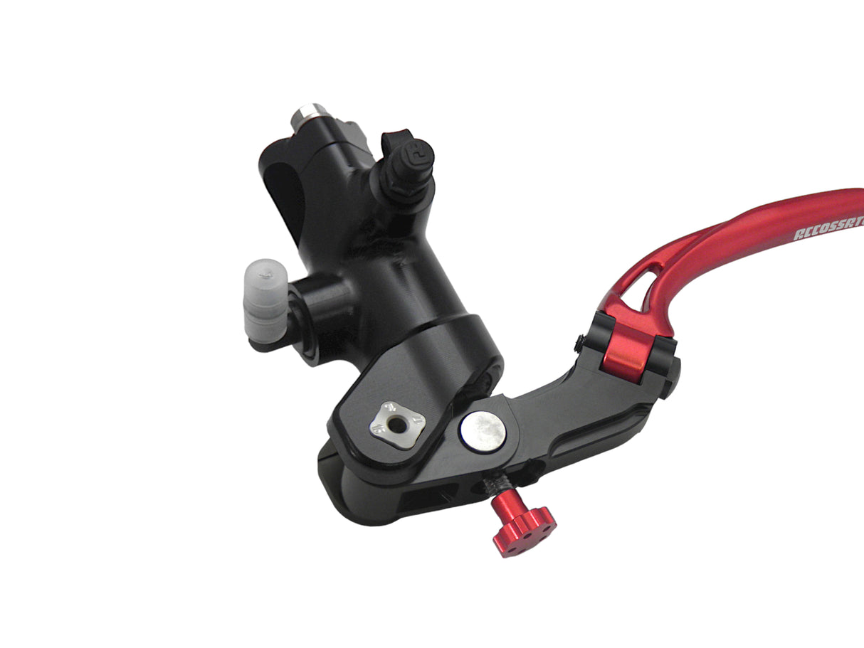 Pompa Frizione Radiale Accossato PRS 16x15-16-17 Con Corpo Pompa Anodizzato Nero E Leva Snodata Colorata (Pomello+Leva)