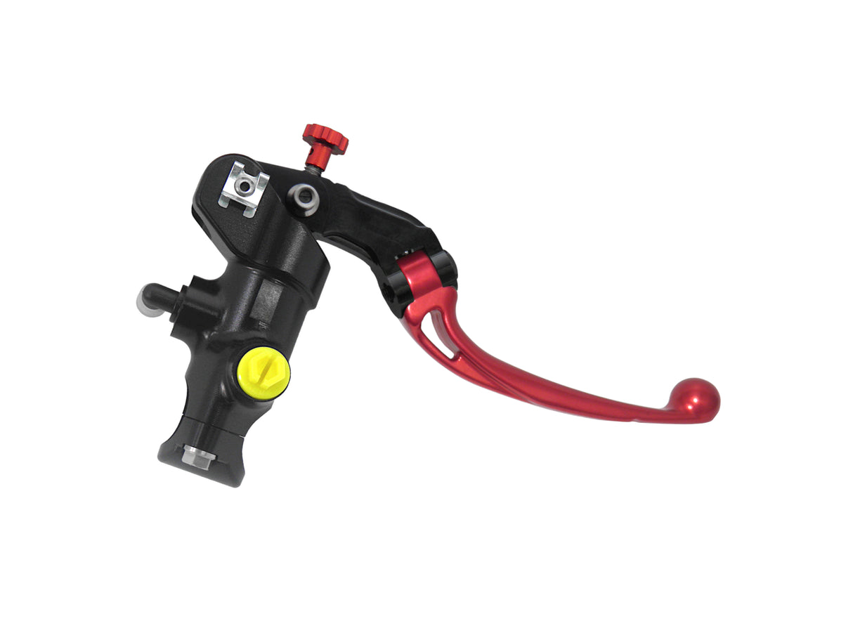 Pompa Frizione Radiale Accossato PRS 16x15-16-17 Con Corpo Pompa Anodizzato Nero E Leva Snodata Colorata (Pomello+Leva)