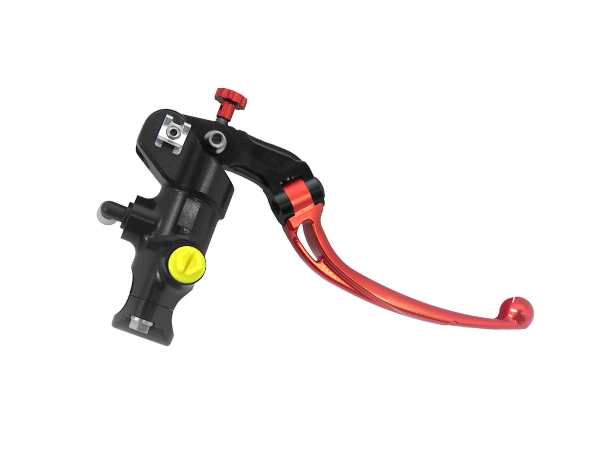 Pompa Frizione Radiale Accossato PRS 16x15-16-17 Con Corpo Pompa Anodizzato Nero E Leva Snodata Colorata (Pomello+Leva)