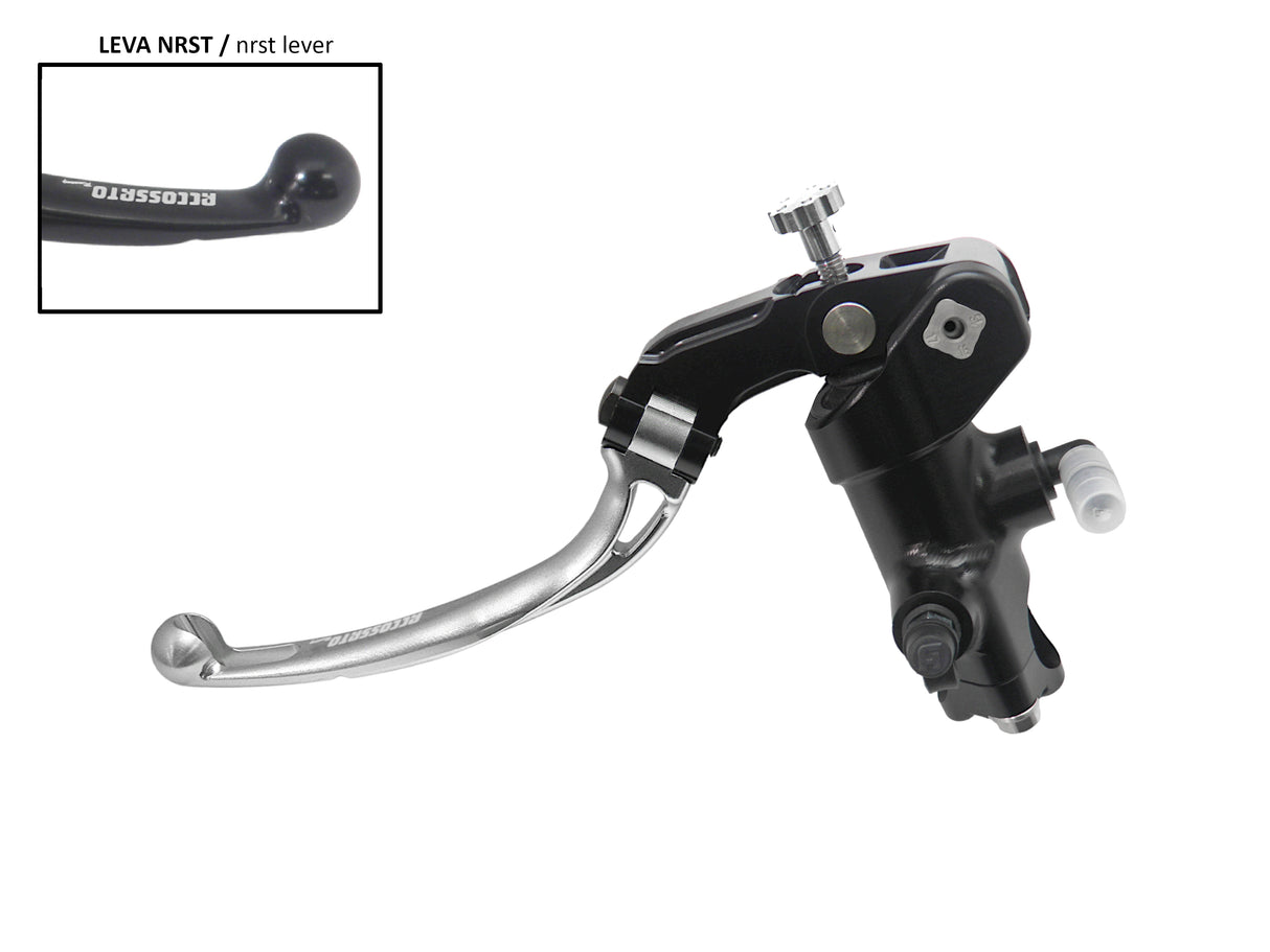 Pompa Frizione Radiale Accossato PRS 16x15-16-17 Con Corpo Pompa Anodizzato Nero E Leva Snodata Colorata (Pomello+Leva)