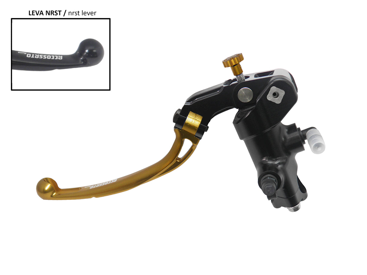 Pompa Frizione Radiale Accossato PRS 16x15-16-17 Con Corpo Pompa Anodizzato Nero E Leva Snodata Colorata (Pomello+Leva)