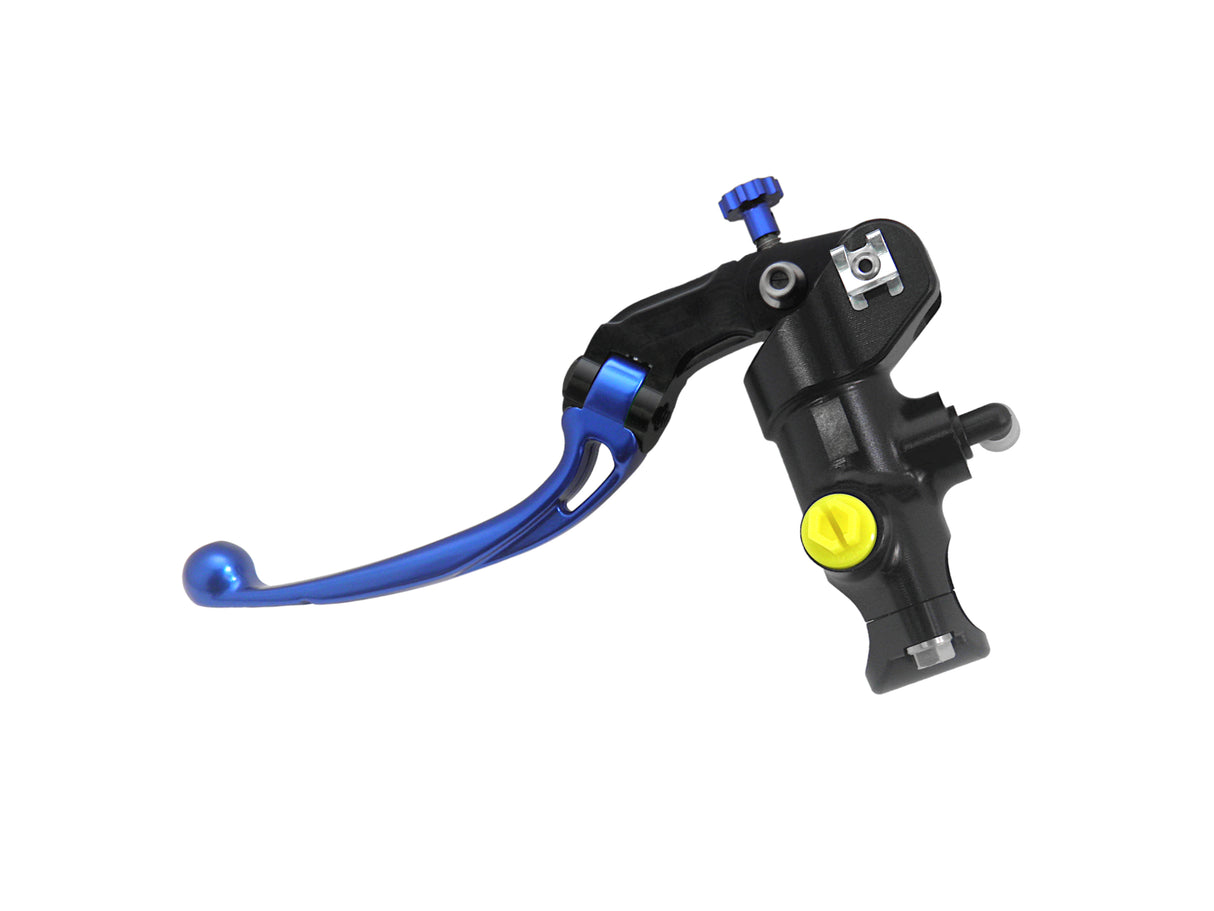 Pompa Freno Radiale Accossato PRS 16x17-18-19 Con Corpo Pompa Anodizzato Nero E Leva Snodata Colorata (Pomello+Leva)