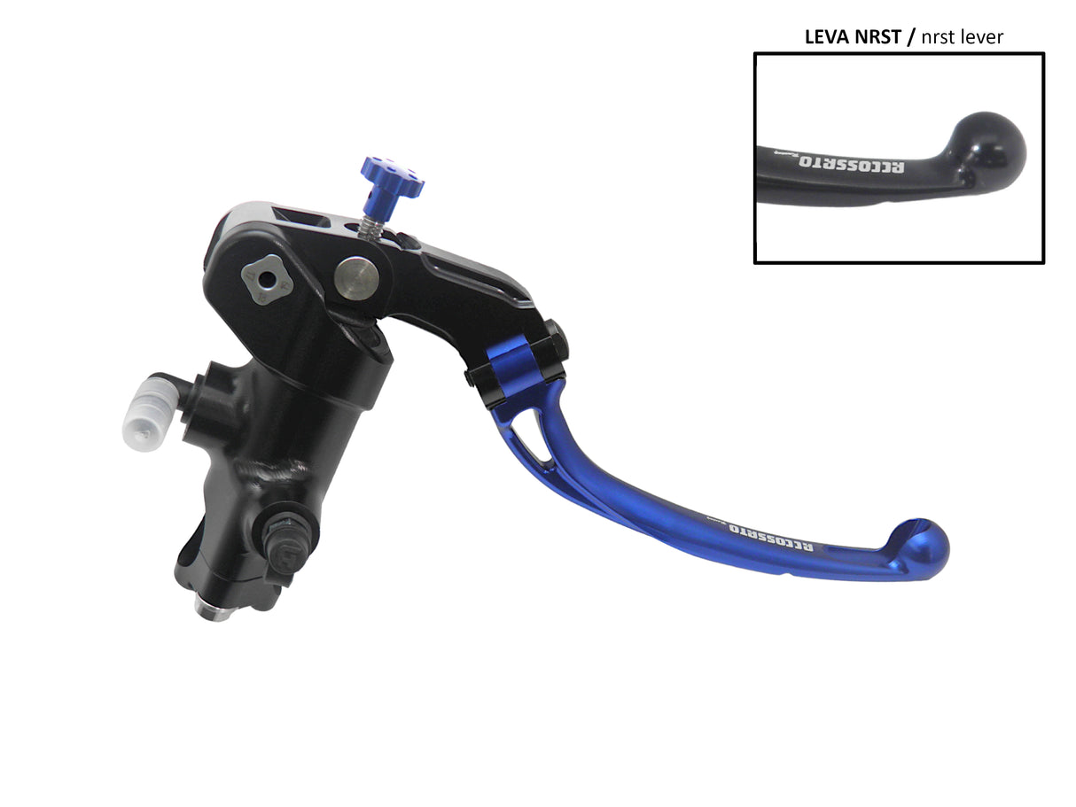 Pompa Freno Radiale Accossato PRS 16x17-18-19 Con Corpo Pompa Anodizzato Nero E Leva Snodata Colorata (Pomello+Leva)
