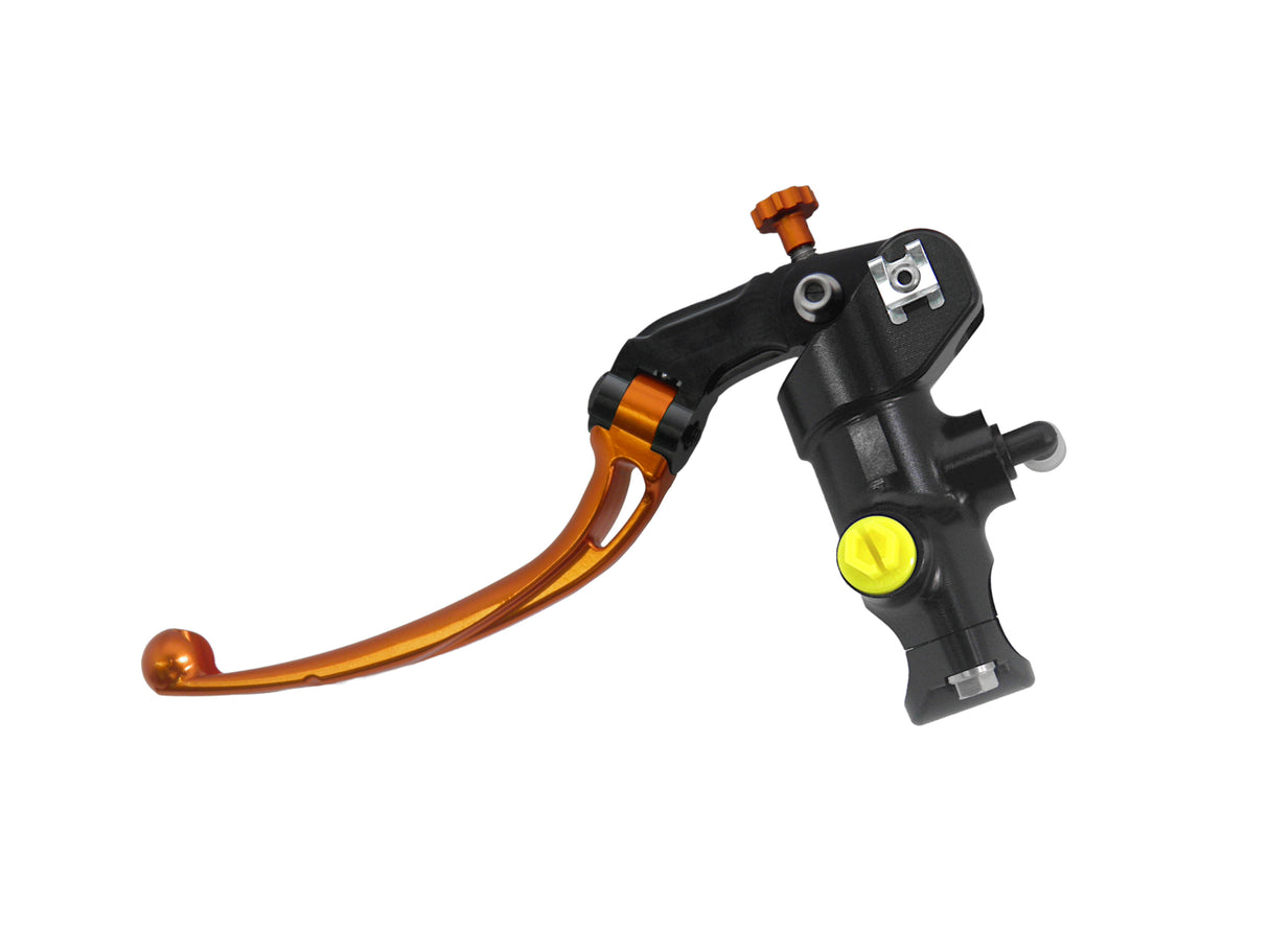 Pompa Freno Radiale Accossato PRS 16x17-18-19 Con Corpo Pompa Anodizzato Nero E Leva Snodata Colorata (Pomello+Leva)