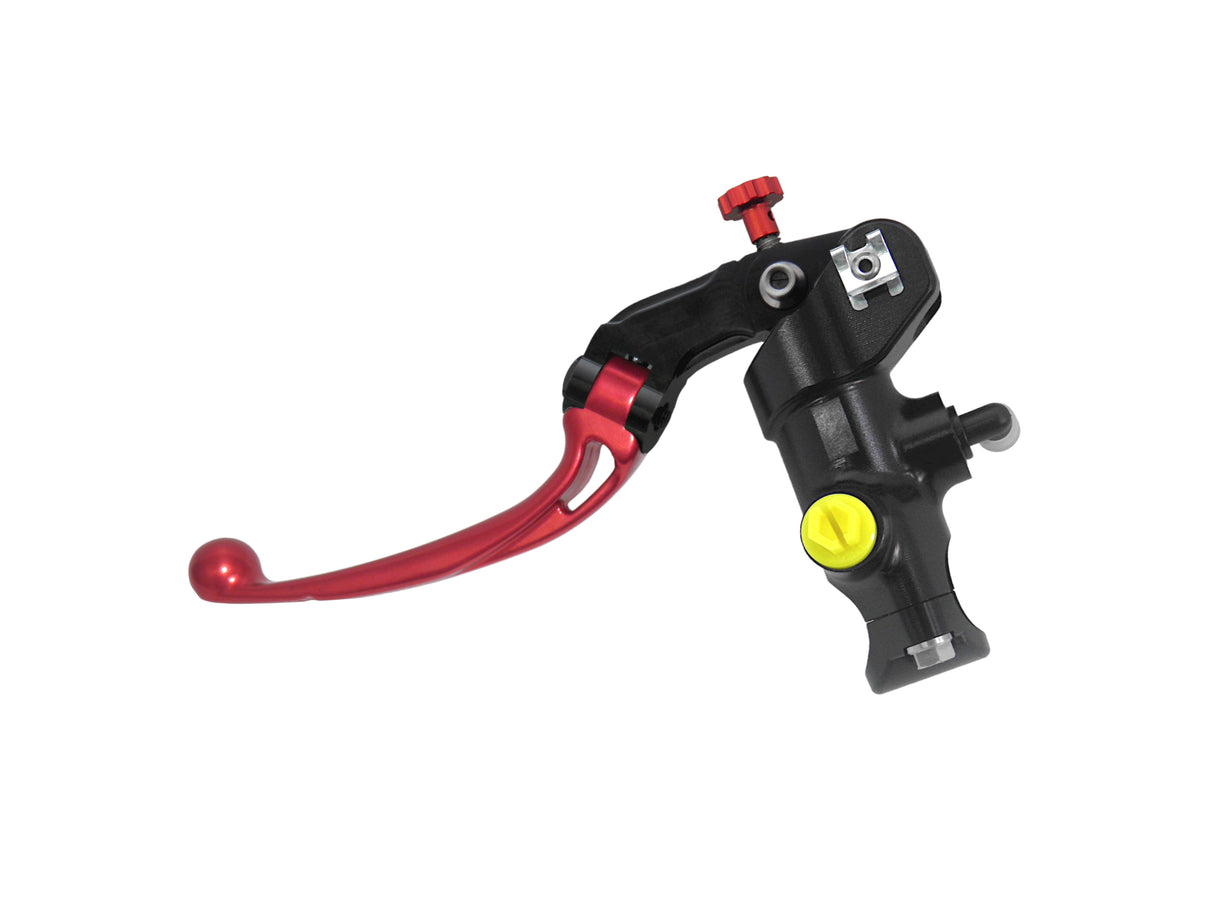 Pompa Freno Radiale Accossato PRS 16x17-18-19 Con Corpo Pompa Anodizzato Nero E Leva Snodata Colorata (Pomello+Leva)